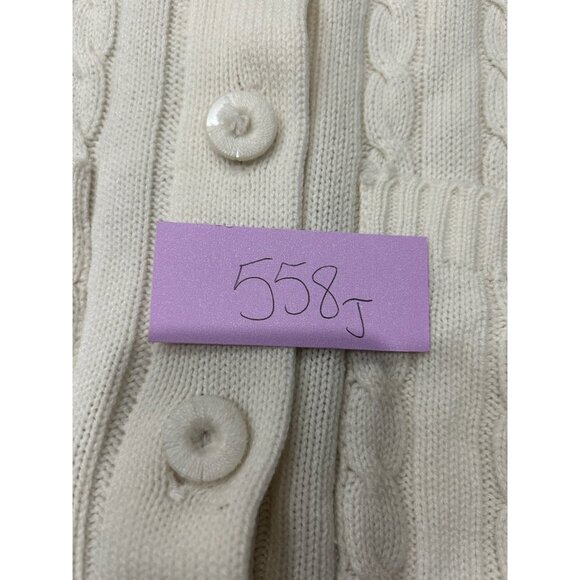 Vintage Lady Archdale White Cable Knit Button-Up Cardigan With Pockets - Picture 10 of 11